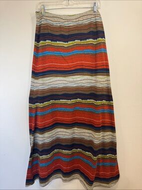 Multicolor Striped Maxi Skirt - Vibrant Wave Stripe Boho Western Office neutral